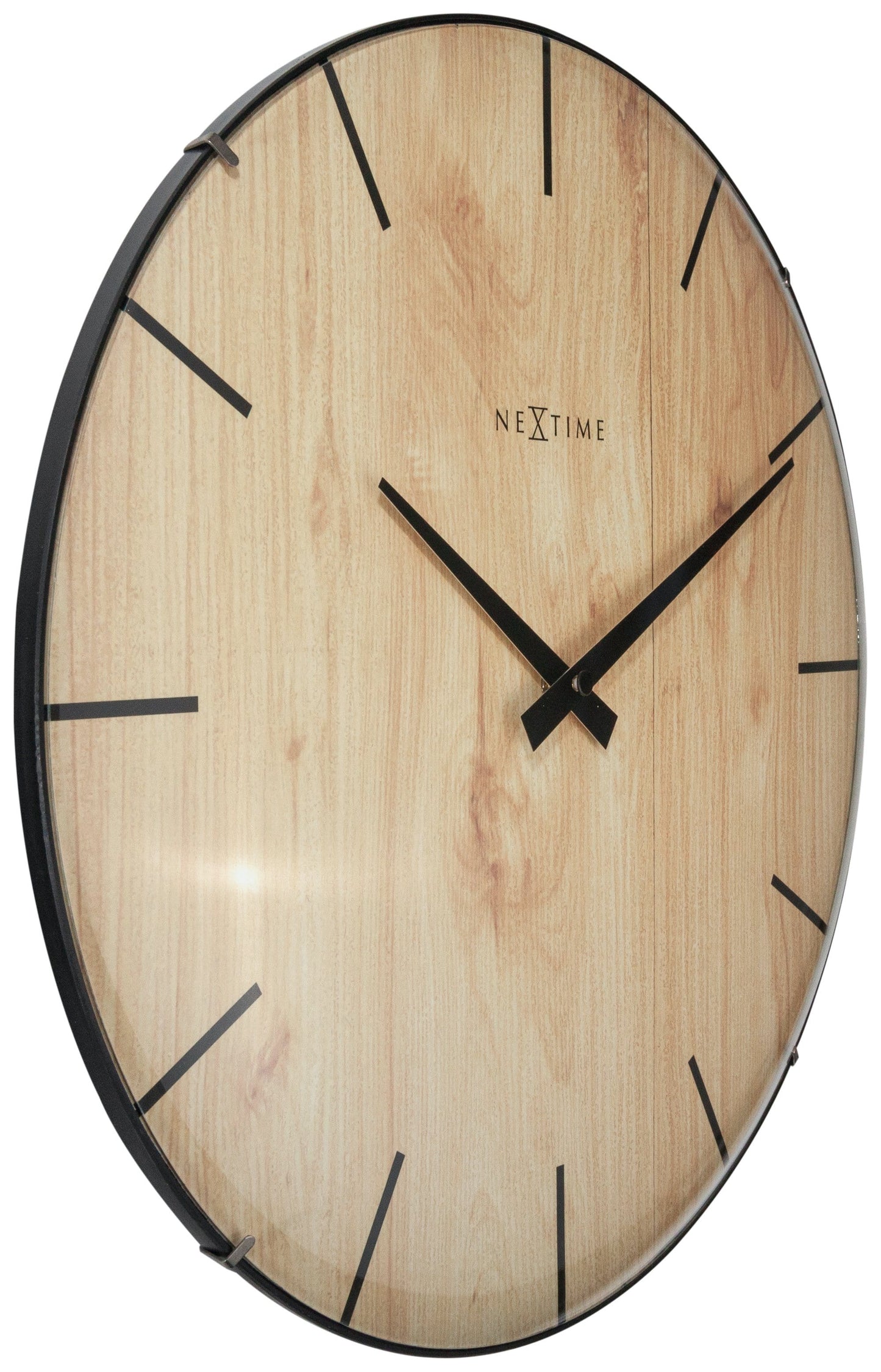 Wall clock - 35 cm - Dome Glass - 'Edge Wood Dome' Wall clock NeXtime Clocks