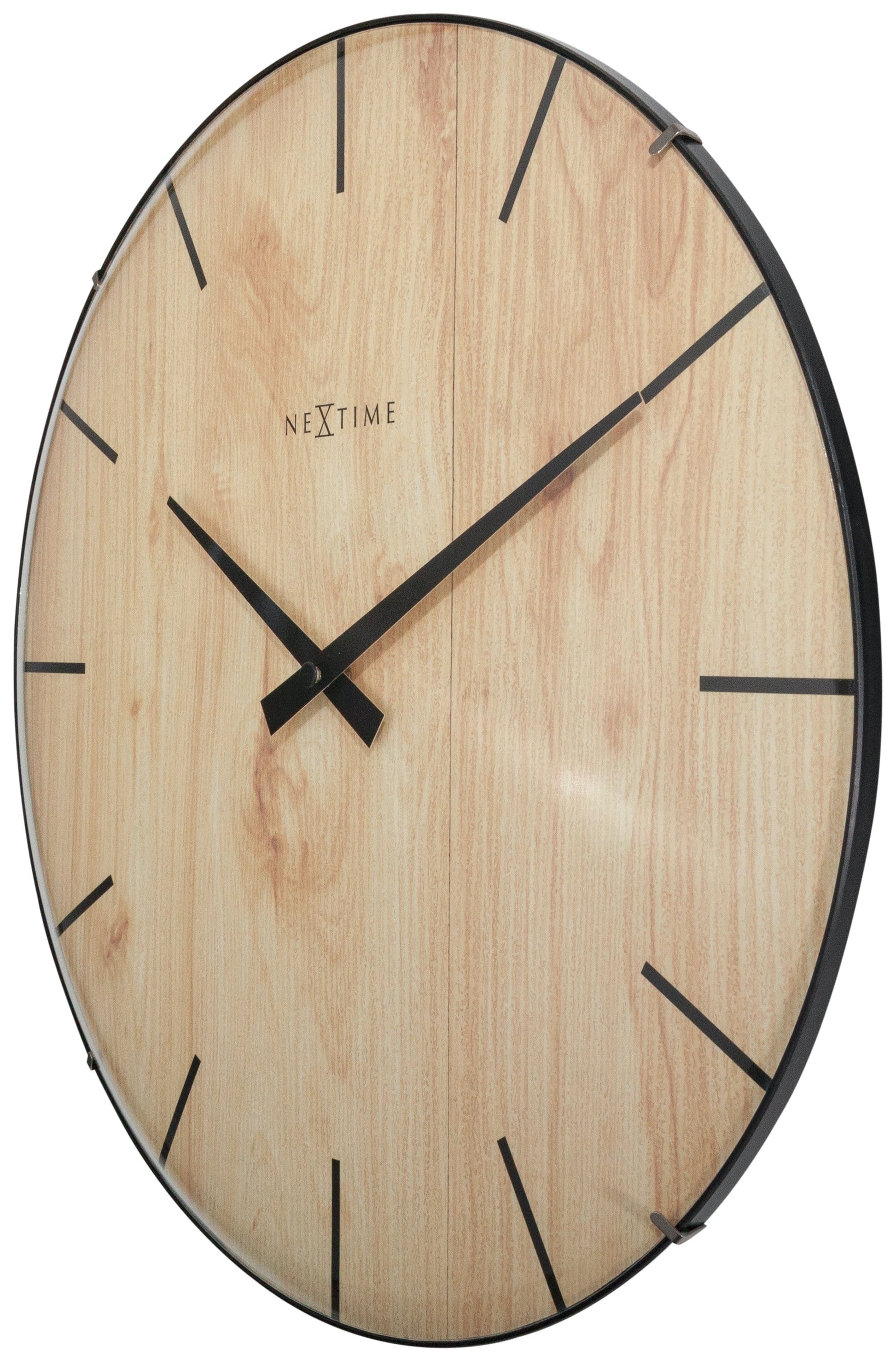 Wall clock - 35 cm - Dome Glass - 'Edge Wood Dome' Wall clock NeXtime Clocks