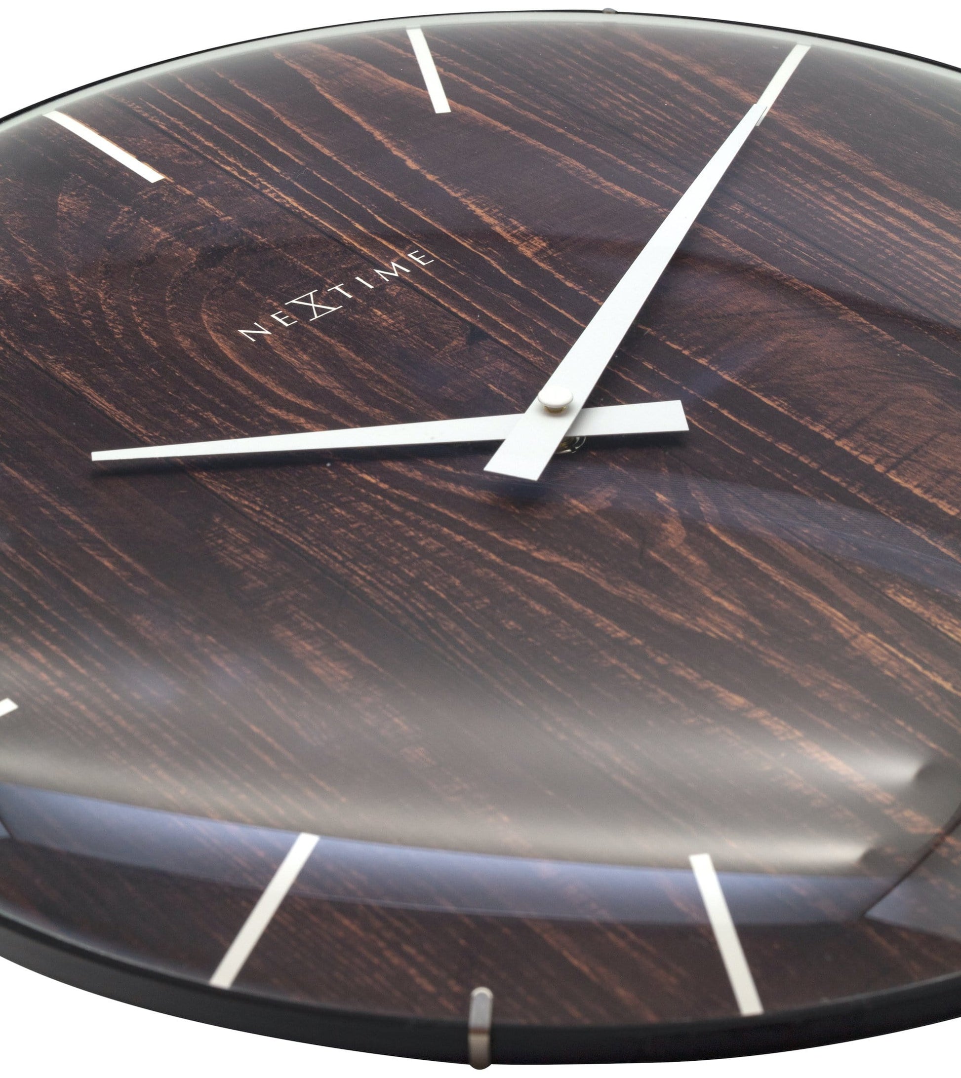 Wall clock - 35 cm - Dome Glass - 'Edge Wood Dome' Wall clock NeXtime Clocks