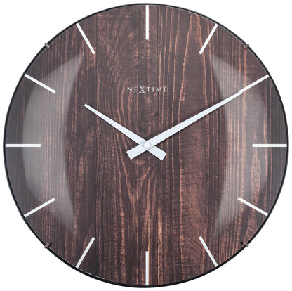 Wall clock - 35 cm - Dome Glass - 'Edge Wood Dome' Brown Brown Wall clock NeXtime Clocks
