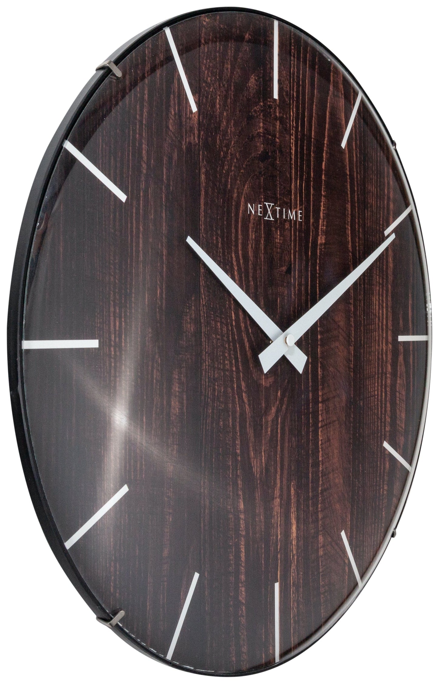 Wall clock - 35 cm - Dome Glass - 'Edge Wood Dome' Wall clock NeXtime Clocks