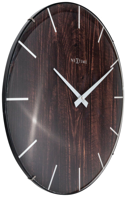 Wall clock - 35 cm - Dome Glass - 'Edge Wood Dome' Wall clock NeXtime Clocks