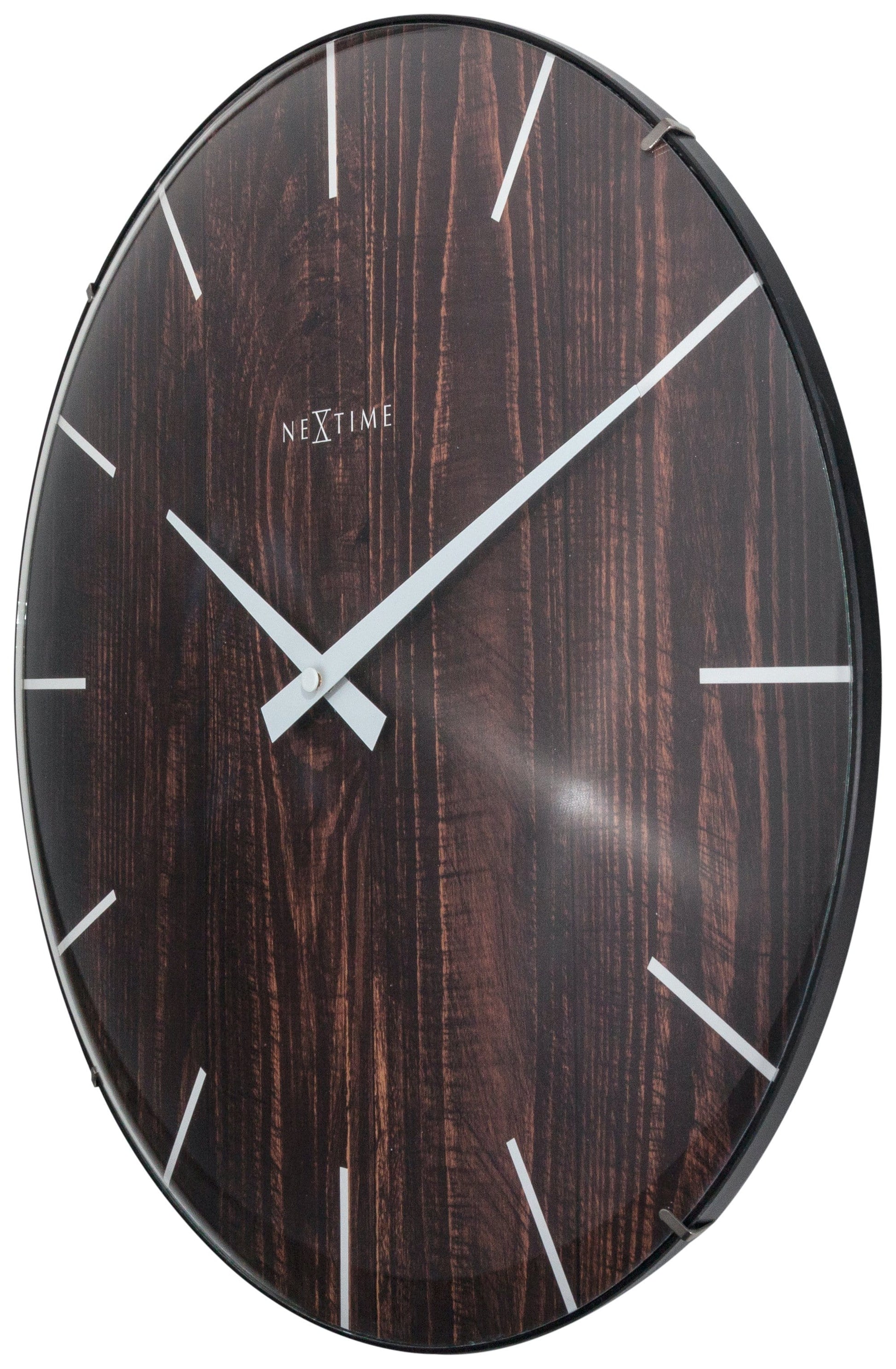 Wall clock - 35 cm - Dome Glass - 'Edge Wood Dome' Wall clock NeXtime Clocks