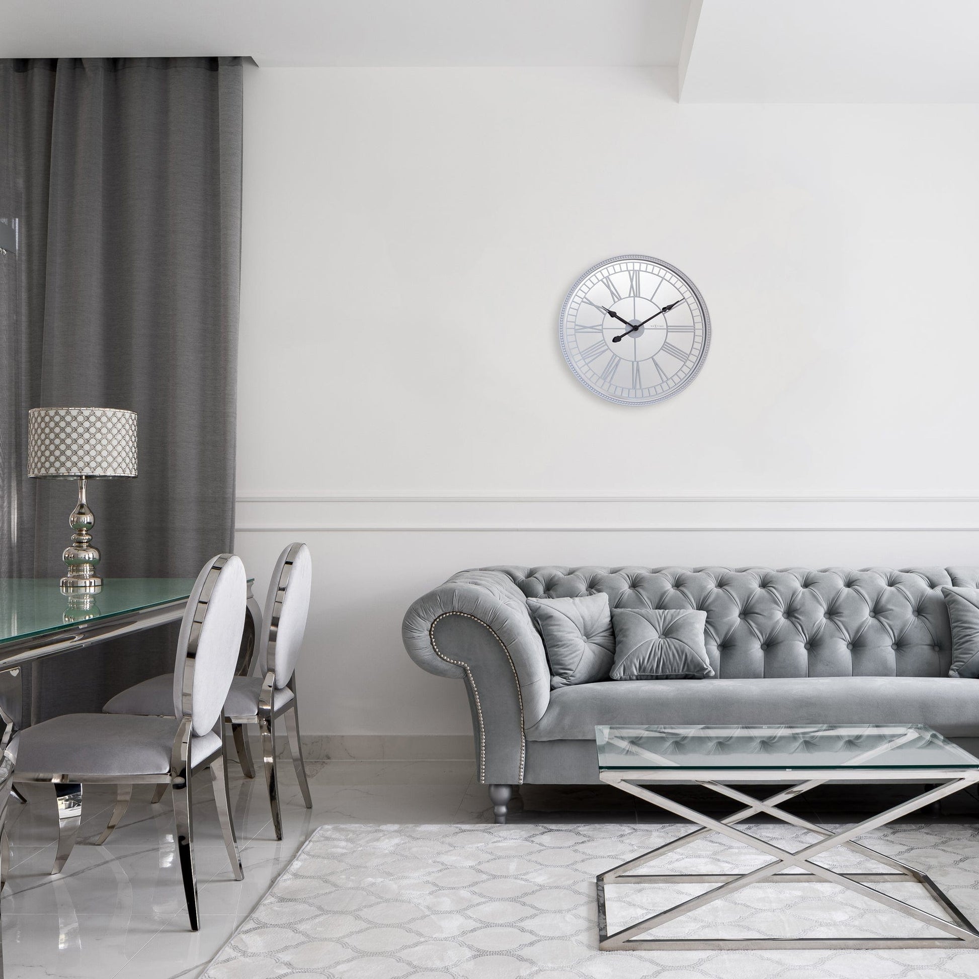 Large Wall clock 56cm - Silent - Mirror - Glass - "Cleopatra's Mirror" Wall clock NeXtime Clocks