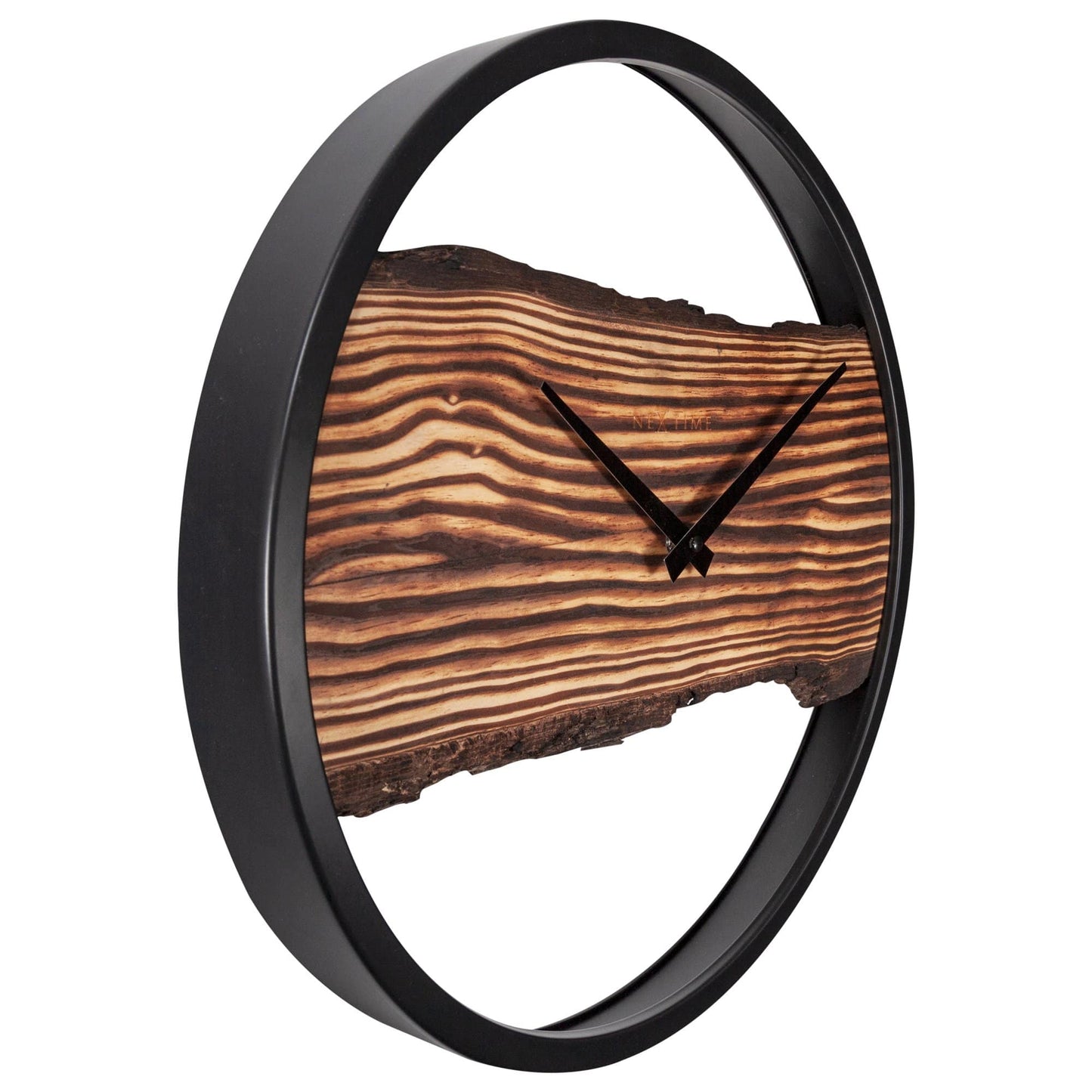 Wooden Wall Clock - Silent - 30cm - Wood/ Metal - Forest Wall clock NeXtime Clocks