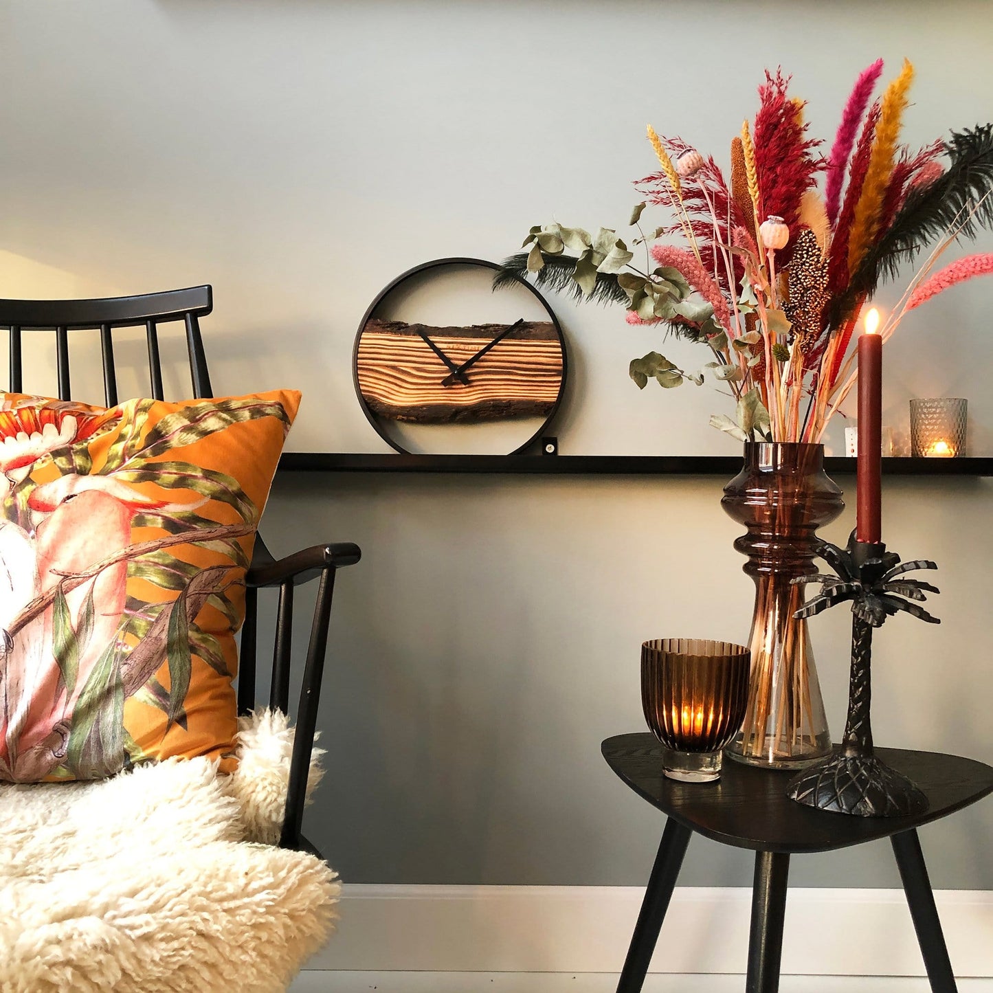 Wooden Wall Clock - Silent - 30cm - Wood/ Metal - Forest Wall clock NeXtime Clocks