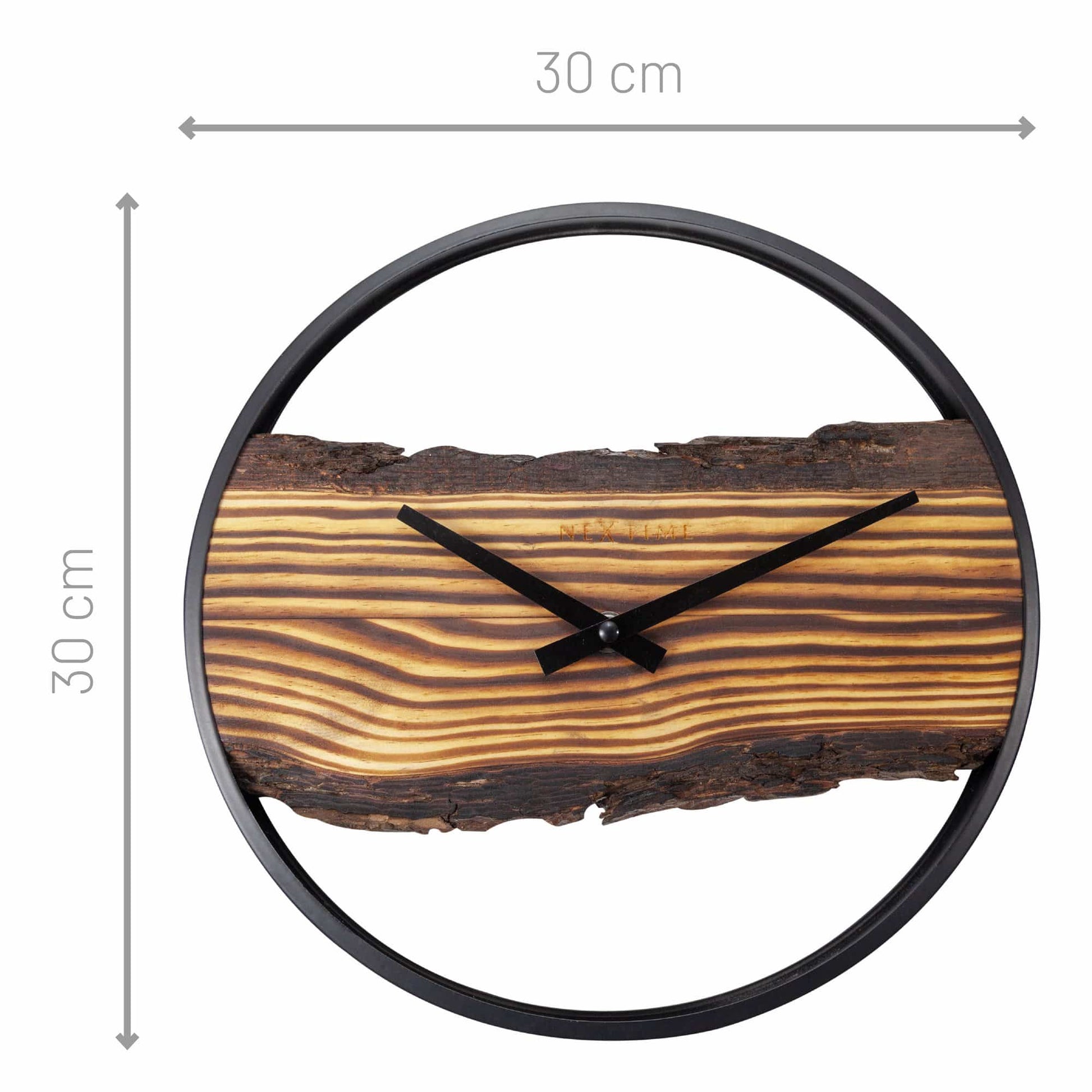 Wooden Wall Clock - Silent - 30cm - Wood/ Metal - Forest Wall clock NeXtime Clocks