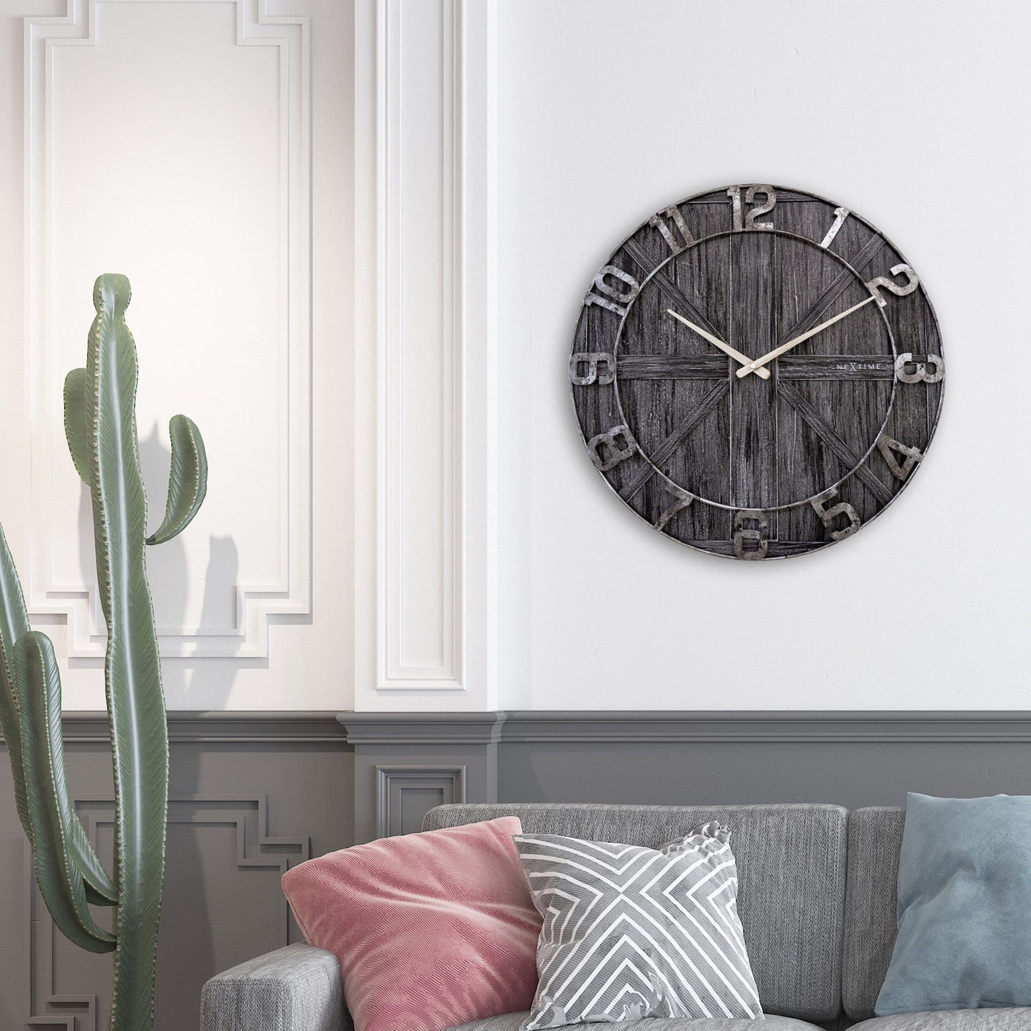 Large wall clock - 50cm - Silent - Wood - Metal - "York" Wall clock NeXtime Clocks