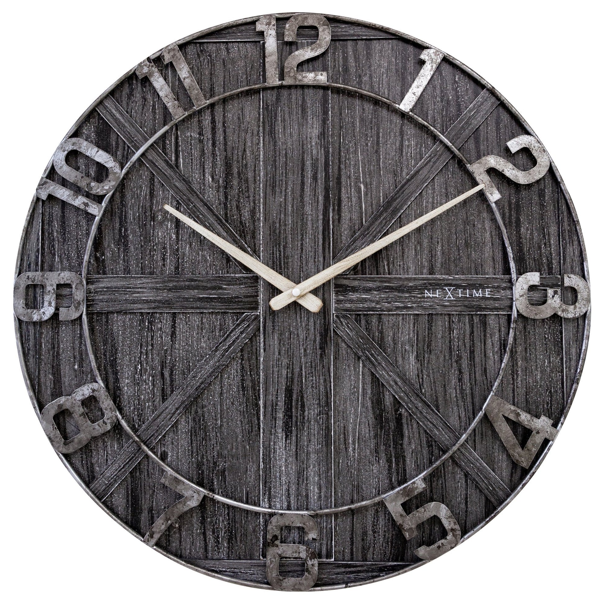 Large wall clock - 50cm - Silent - Wood - Metal - "York" Wall clock NeXtime Clocks
