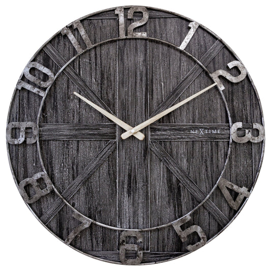 Large wall clock - 50cm - Silent - Wood - Metal - "York" Wall clock NeXtime Clocks