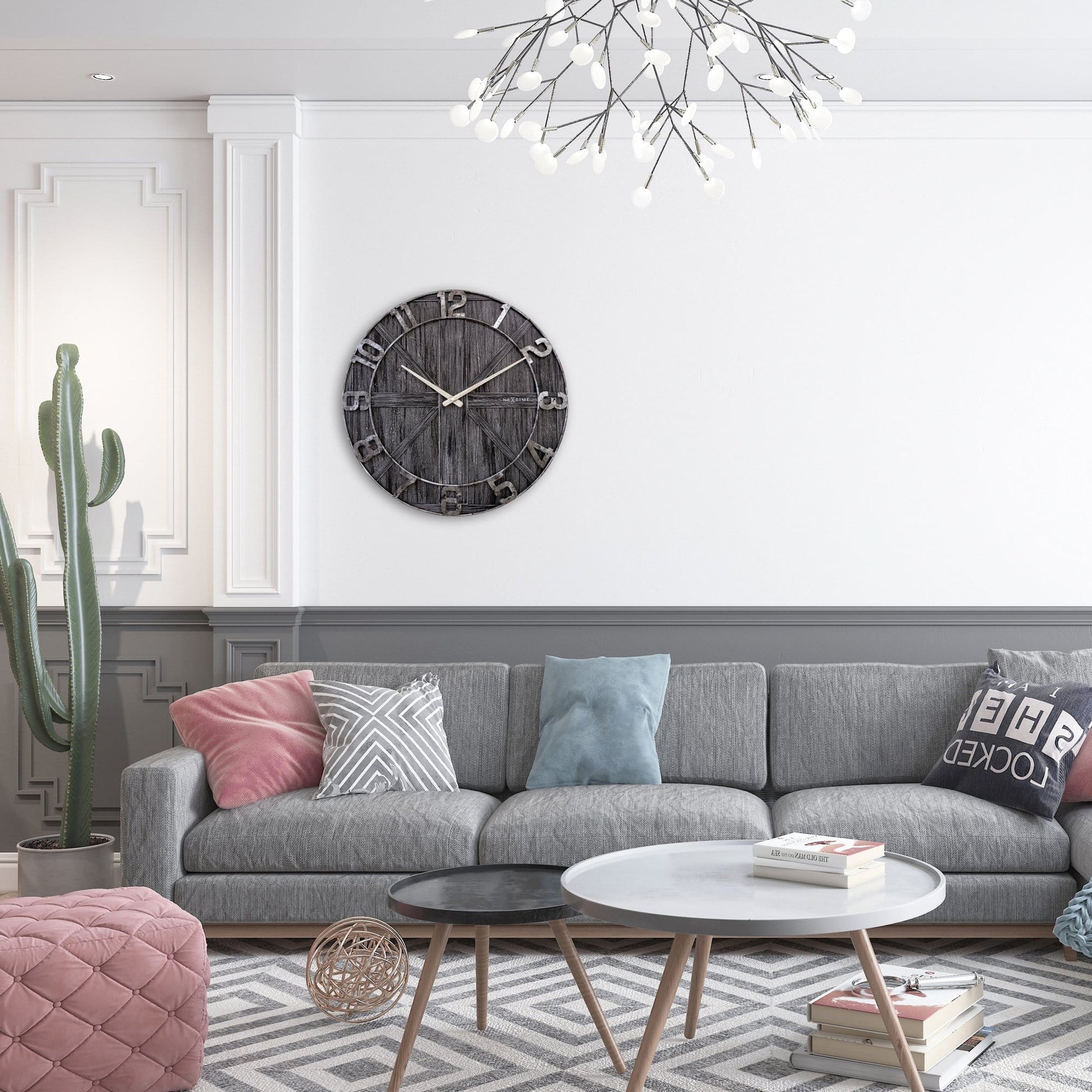 Large wall clock - 50cm - Silent - Wood - Metal - "York" Wall clock NeXtime Clocks