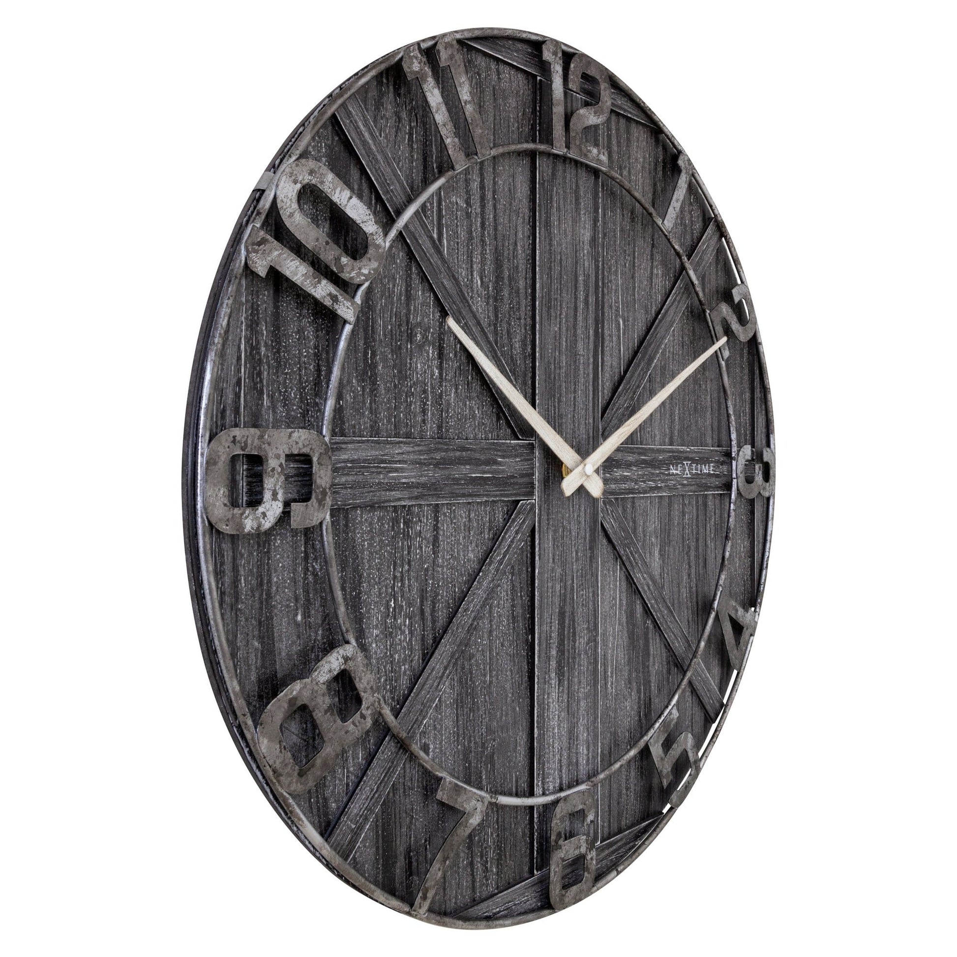 Large wall clock - 50cm - Silent - Wood - Metal - "York" Wall clock NeXtime Clocks