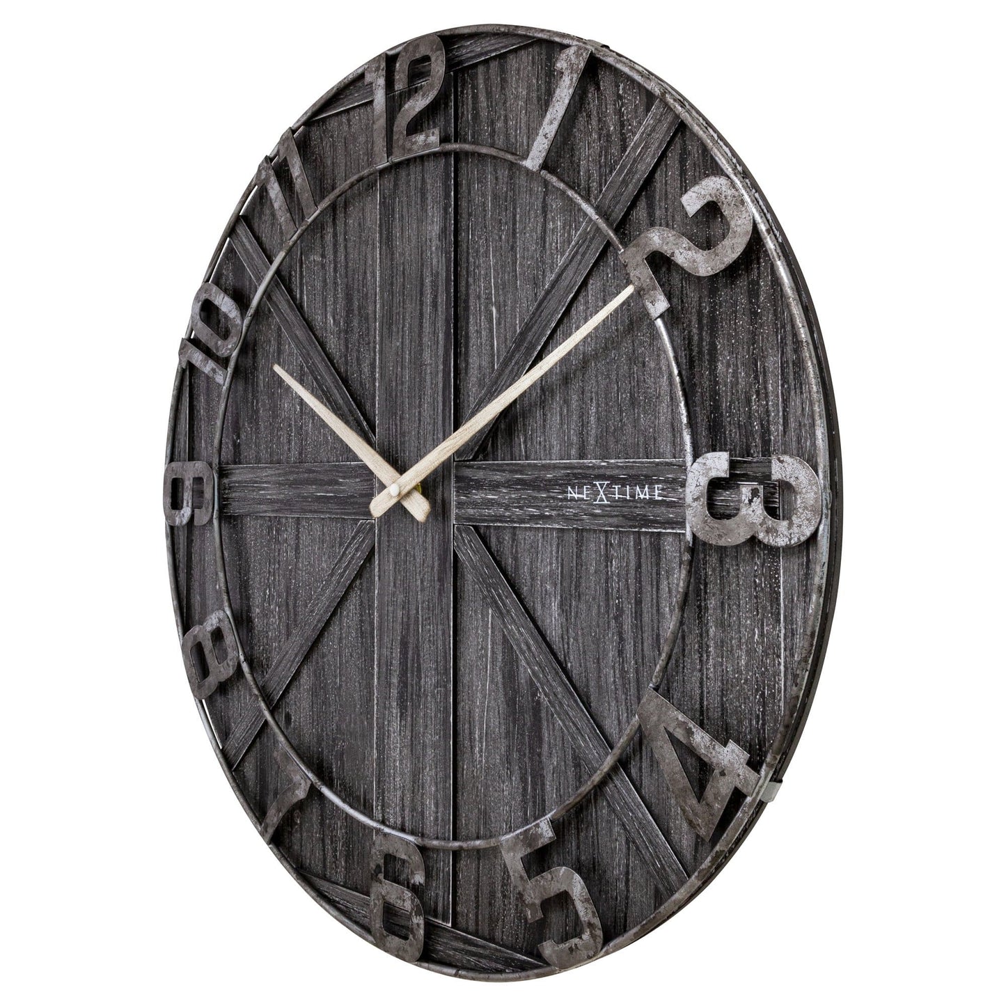 Large wall clock - 50cm - Silent - Wood - Metal - "York" Wall clock NeXtime Clocks