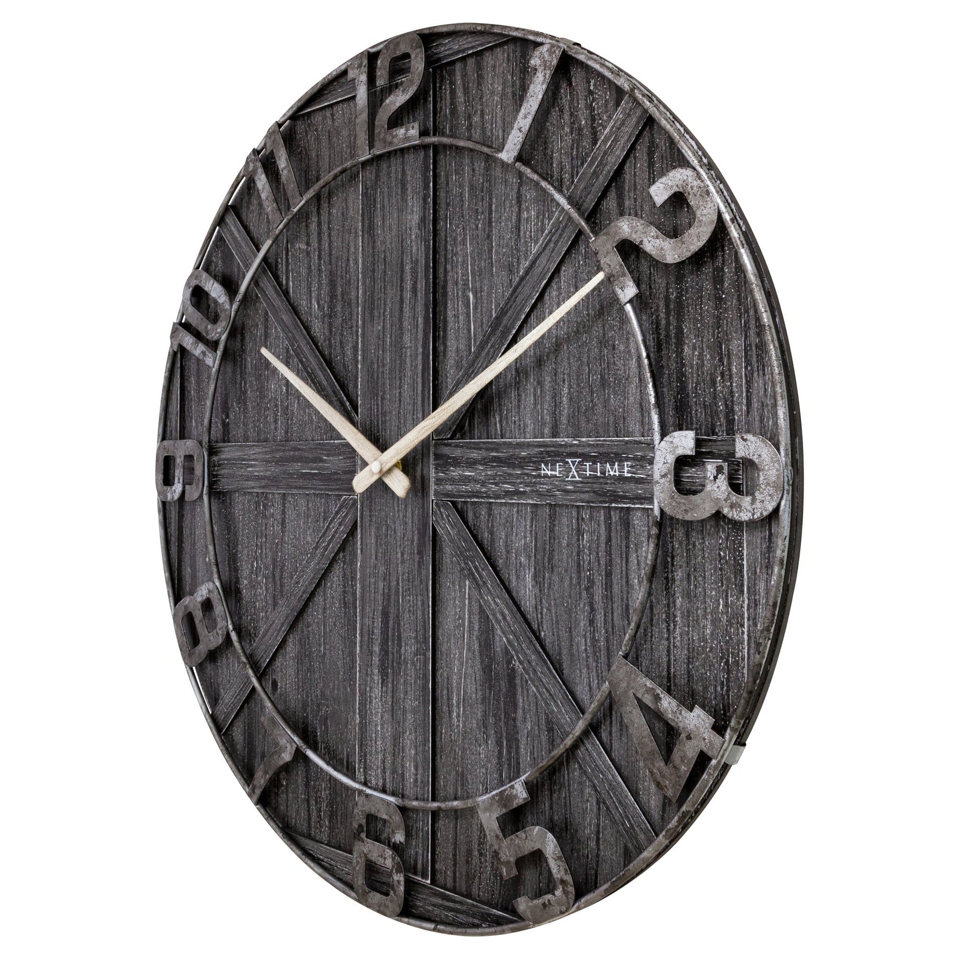 Large wall clock - 50cm - Silent - Wood - Metal - "York" Wall clock NeXtime Clocks