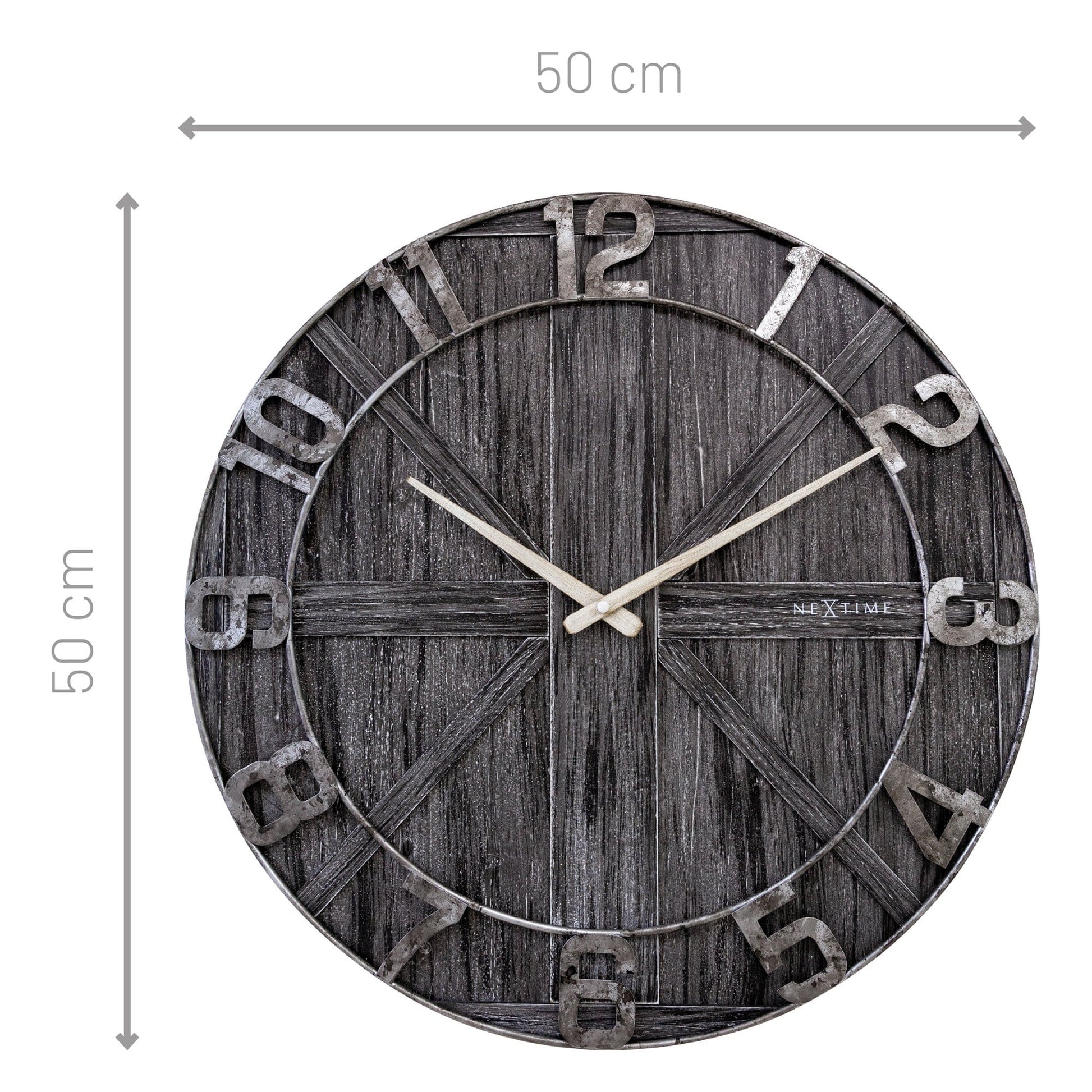 Large wall clock - 50cm - Silent - Wood - Metal - "York" Wall clock NeXtime Clocks