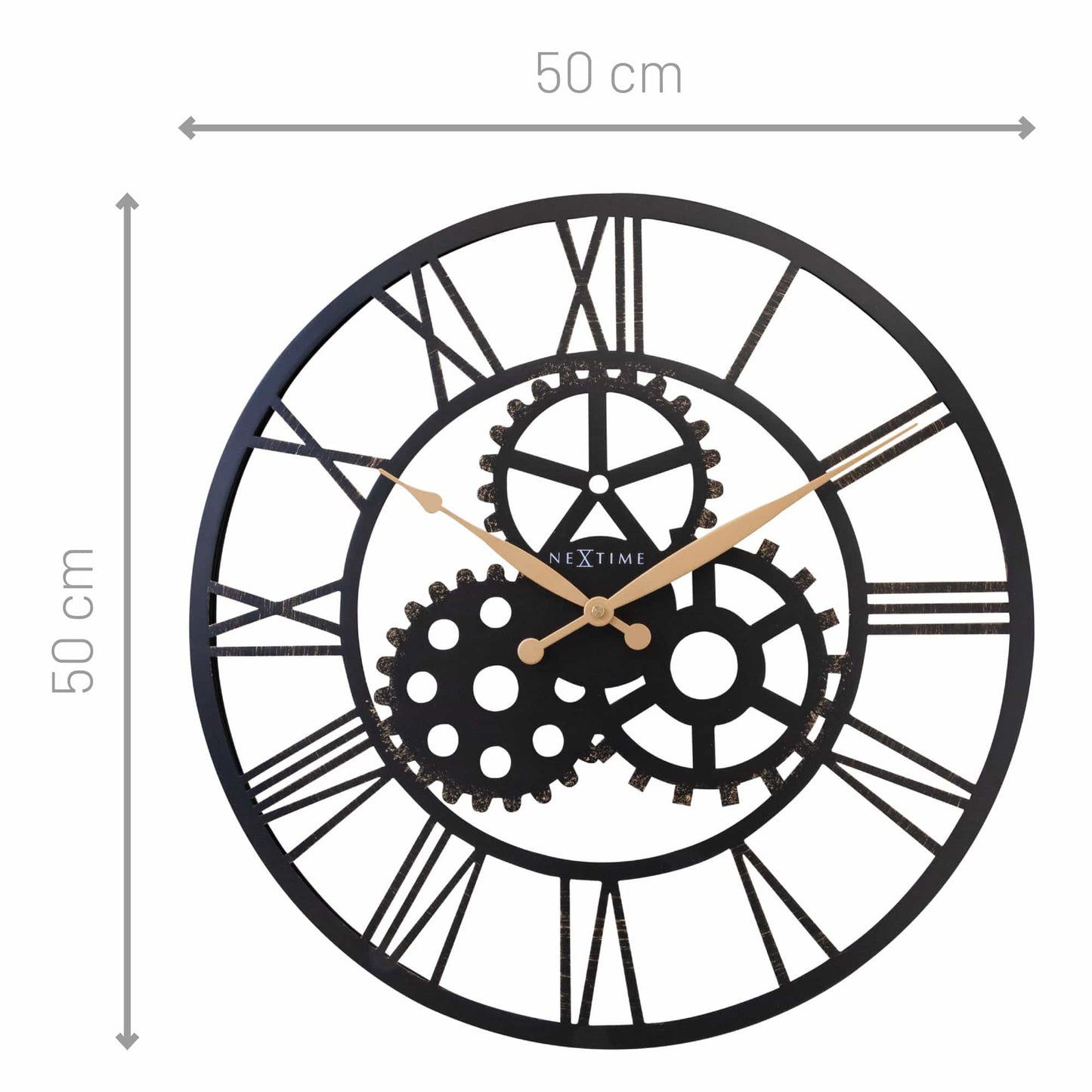 Roman Wall Clock - 50cm - Silent - Large - Metal - "Birmingham" Wall clock NeXtime Clocks