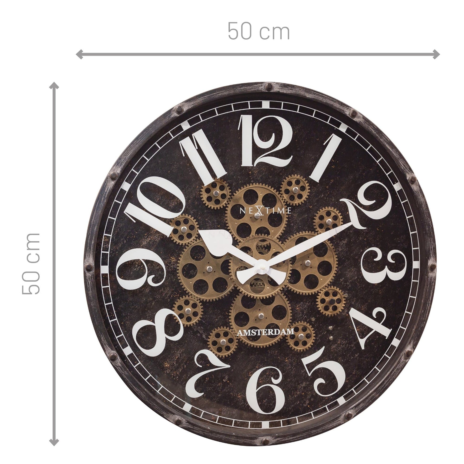 Moving Gear Clock - 50cm - "Henry" Wall clock NeXtime Clocks