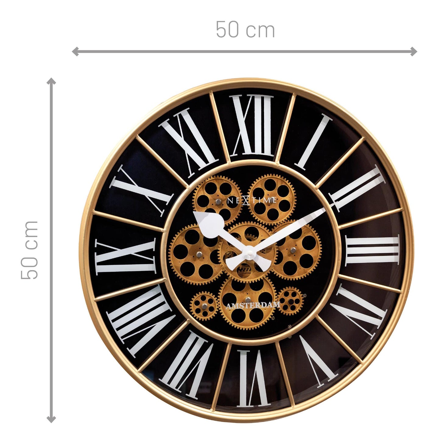 Moving Gear clock - Large Wall Clock - 50cm - "William" Wall clock NeXtime Clocks