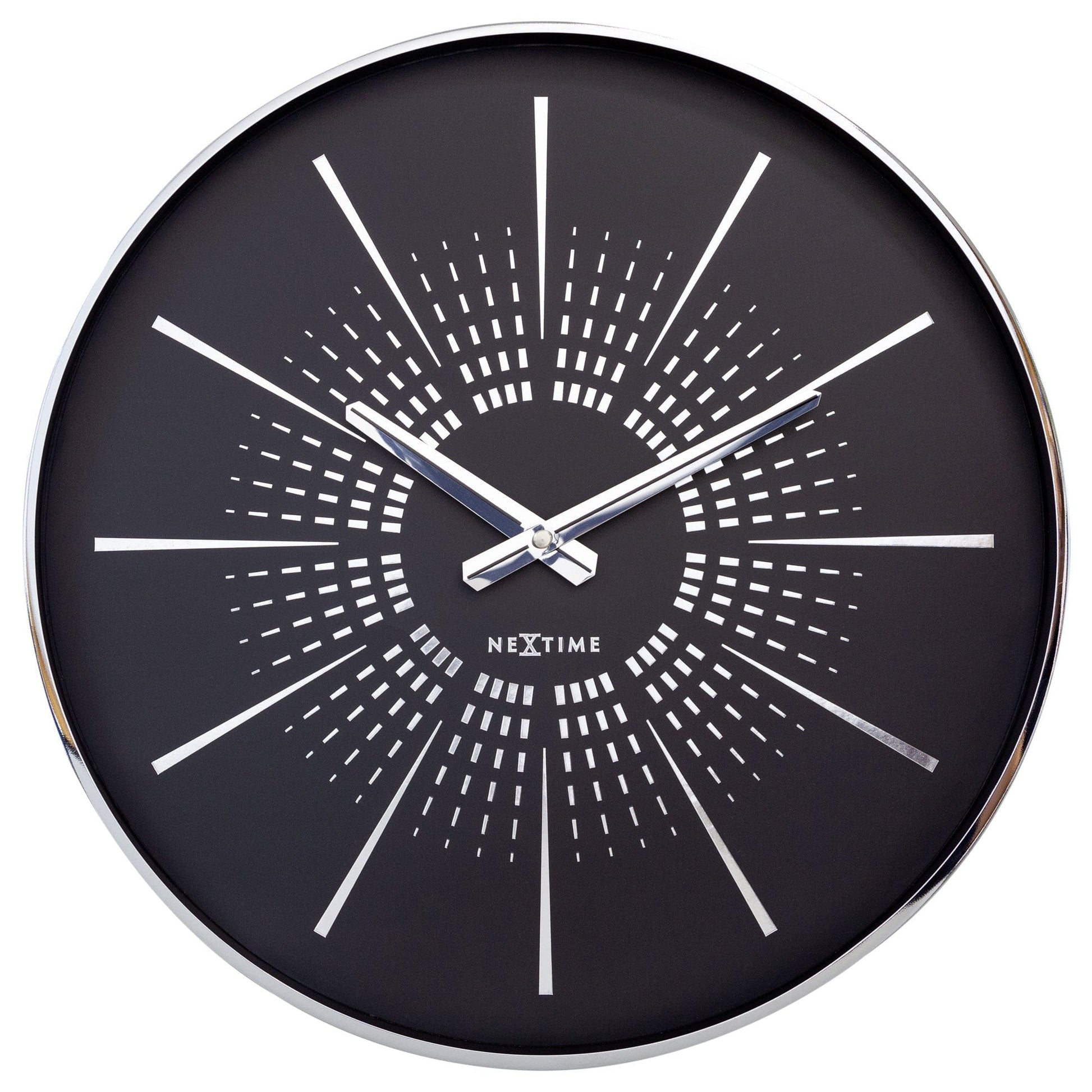 Wall clock 40cm - Silent - Metal - "Excentric" Black Black Wall clock NeXtime Clocks