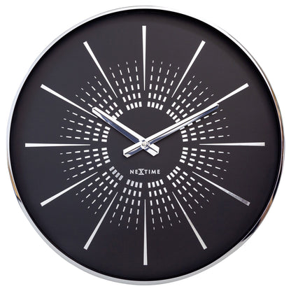 Wall clock 40cm - Silent - Metal - "Excentric" Black Black Wall clock NeXtime Clocks