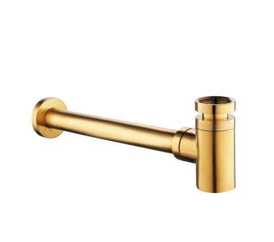 Matwitte Fonteinset Wiesbaden in Messing Goud (Kraangat Links) Wastafels Sanitairluxe