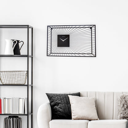 Large Wall Clock 70x45x15cm - Silent - Black - Metal - "Vasco" Wall clock NeXtime Clocks