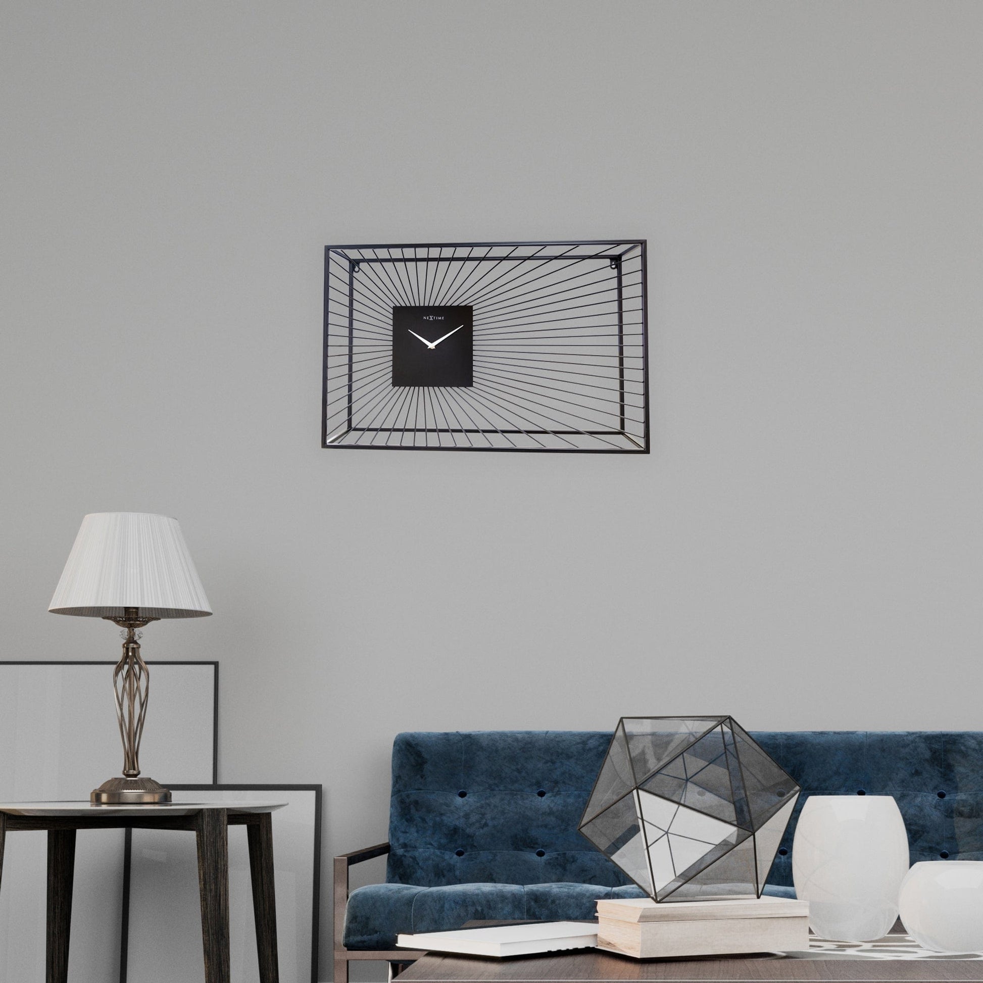 Large Wall Clock 70x45x15cm - Silent - Black - Metal - "Vasco" Wall clock NeXtime Clocks