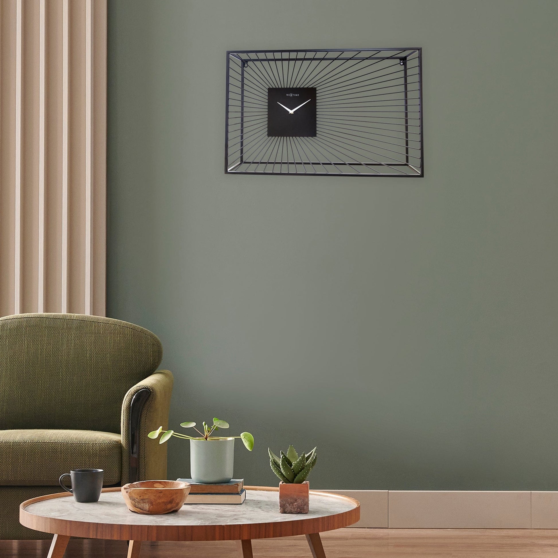 Large Wall Clock 70x45x15cm - Silent - Black - Metal - "Vasco" Wall clock NeXtime Clocks