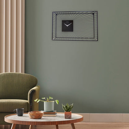 Large Wall Clock 70x45x15cm - Silent - Black - Metal - "Vasco" Wall clock NeXtime Clocks