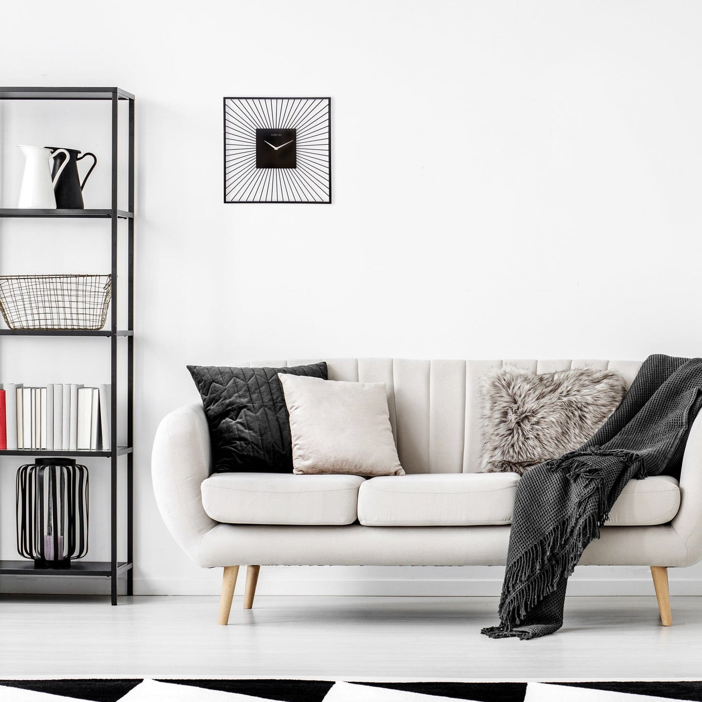 Wall Clock 45x45x15cm - Silent - Black - Metal - "Vasco Square" Wall clock NeXtime Clocks