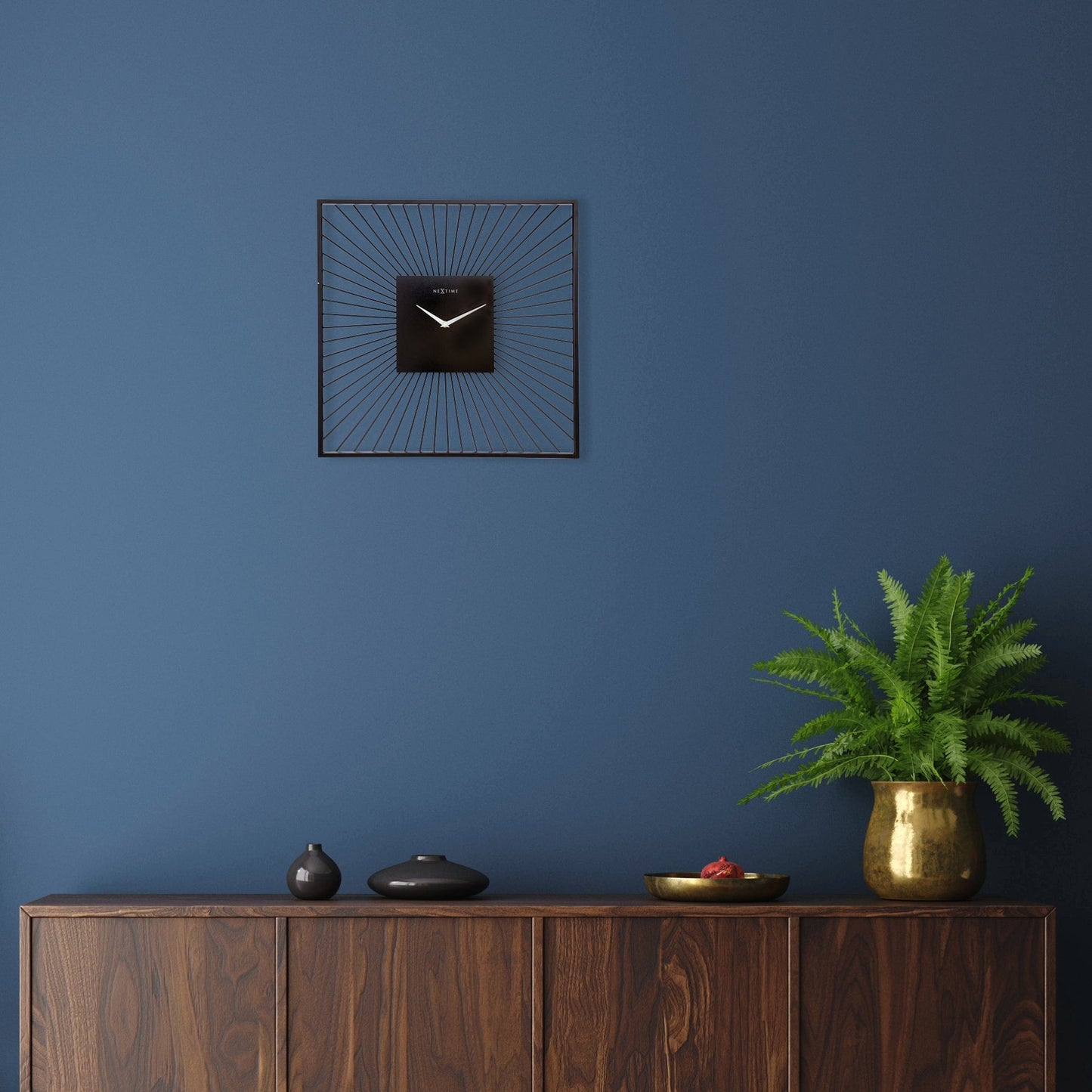 Wall Clock 45x45x15cm - Silent - Black - Metal - "Vasco Square" Wall clock NeXtime Clocks