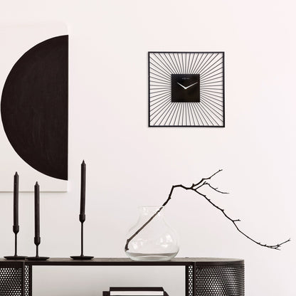 Wall Clock 45x45x15cm - Silent - Black - Metal - "Vasco Square" Wall clock NeXtime Clocks