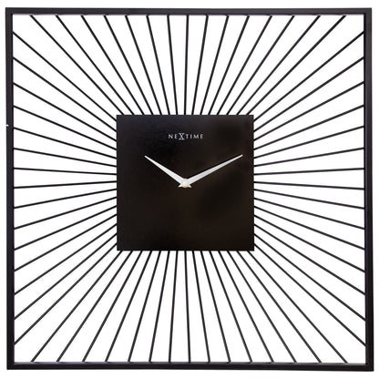 Wall Clock 45x45x15cm - Silent - Black - Metal - "Vasco Square" Wall clock NeXtime Clocks