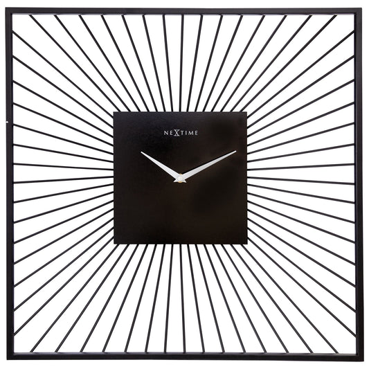 Wall Clock 45x45x15cm - Silent - Black - Metal - "Vasco Square" Wall clock NeXtime Clocks