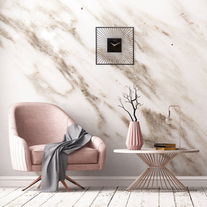 Wall Clock 45x45x15cm - Silent - Black - Metal - "Vasco Square" Wall clock NeXtime Clocks