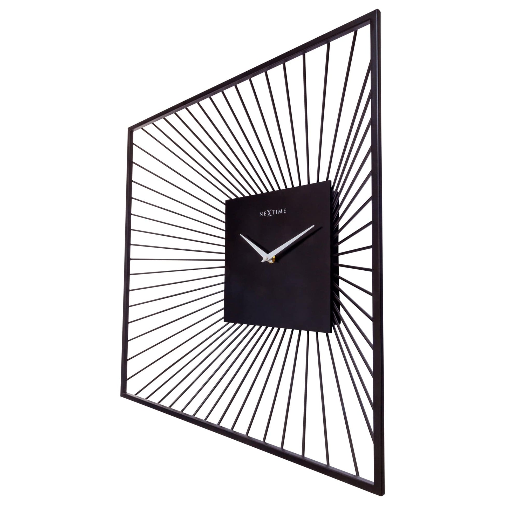Wall Clock 45x45x15cm - Silent - Black - Metal - "Vasco Square" Wall clock NeXtime Clocks