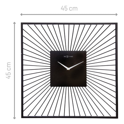 Wall Clock 45x45x15cm - Silent - Black - Metal - "Vasco Square" Wall clock NeXtime Clocks