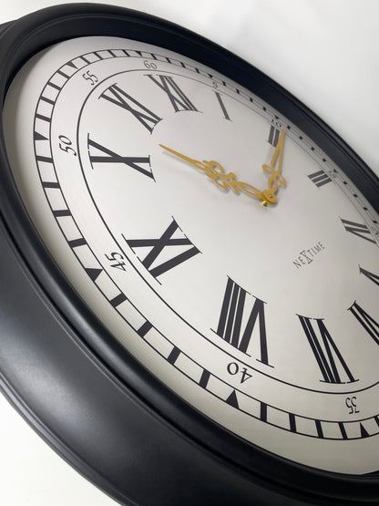 Wall clock 76cm-Black/Grey-Plastic-NeXtime 'Chopin Large' Wall Clock NeXtime Clocks