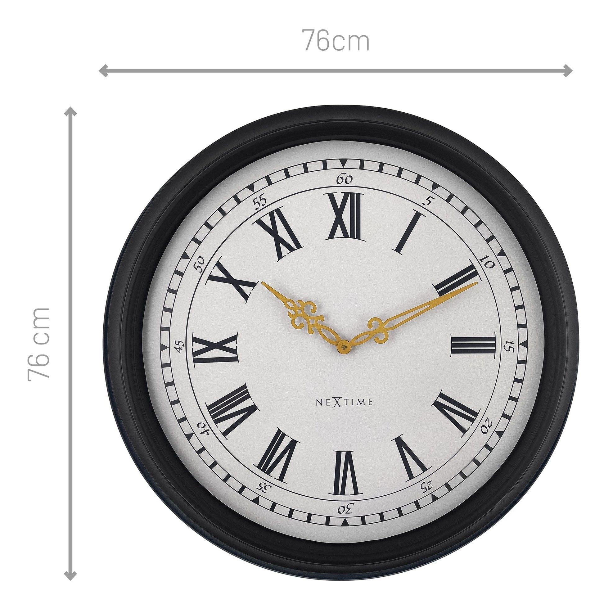 Wall clock 76cm-Black/Grey-Plastic-NeXtime 'Chopin Large' Wall Clock NeXtime Clocks