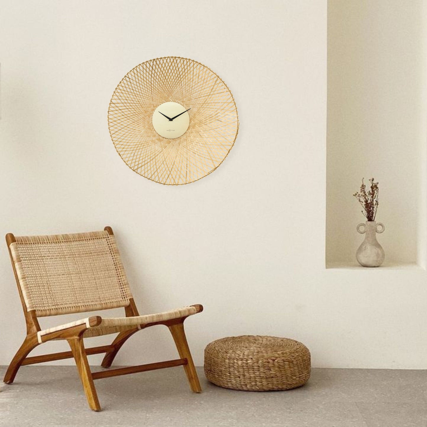 Wall clock 60cm-Silent-Brown/Black-Bamboo-NeXtime 'Vortex' Wall Clock NeXtime Clocks