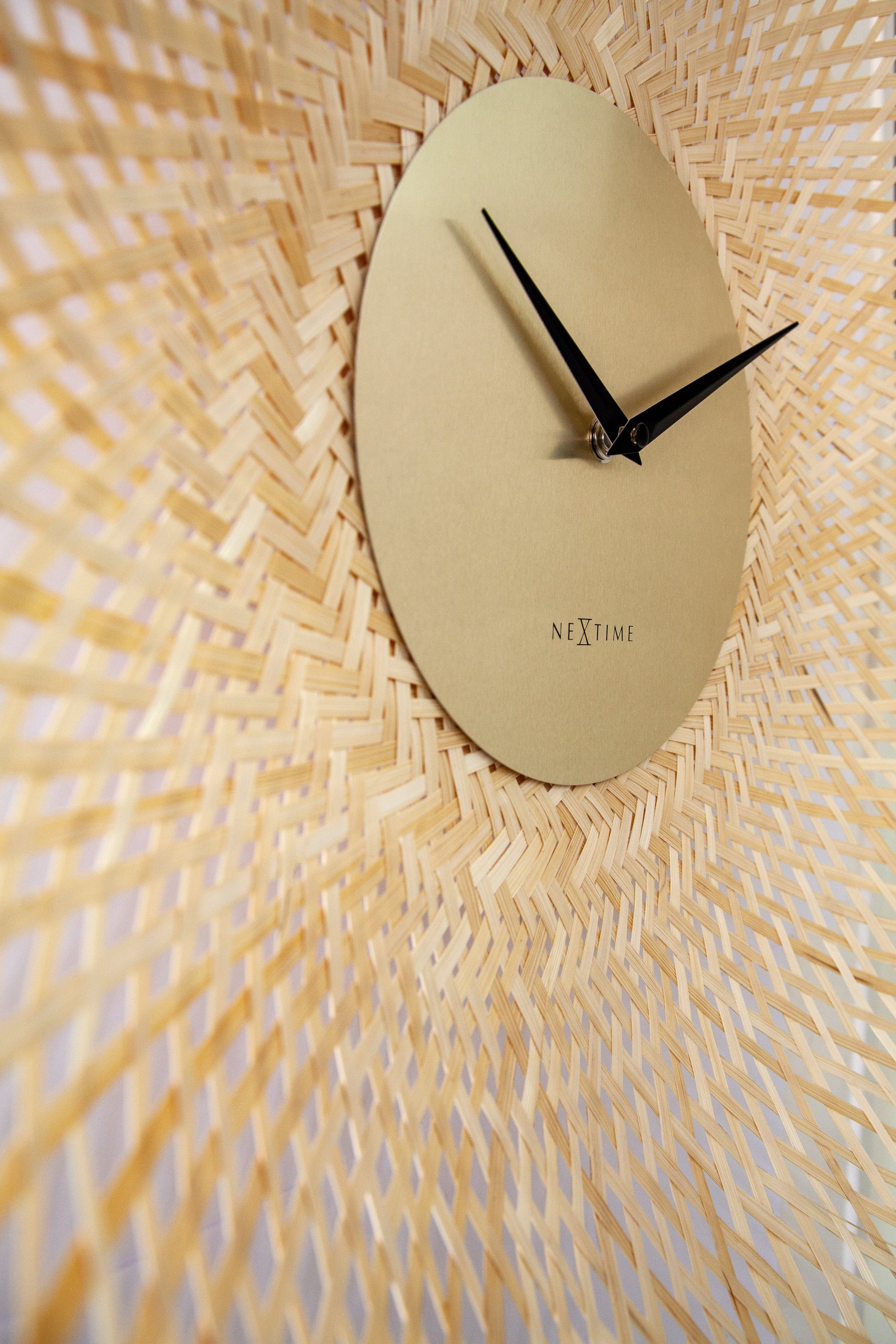 Wall clock 60cm-Silent-Brown/Black-Bamboo-NeXtime 'Vortex' Wall Clock NeXtime Clocks