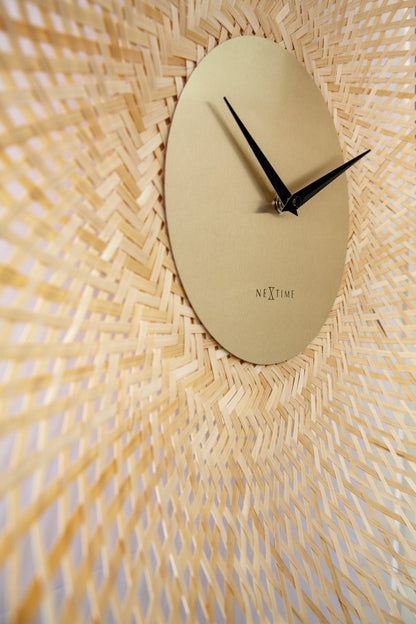 Wall clock 60cm-Silent-Brown/Black-Bamboo-NeXtime 'Vortex' Wall Clock NeXtime Clocks