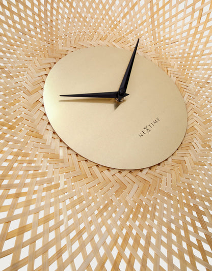 Wall clock 60cm-Silent-Brown/Black-Bamboo-NeXtime 'Vortex' Wall Clock NeXtime Clocks