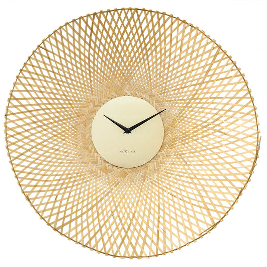 Wall clock 60cm-Silent-Brown/Black-Bamboo-NeXtime 'Vortex'
