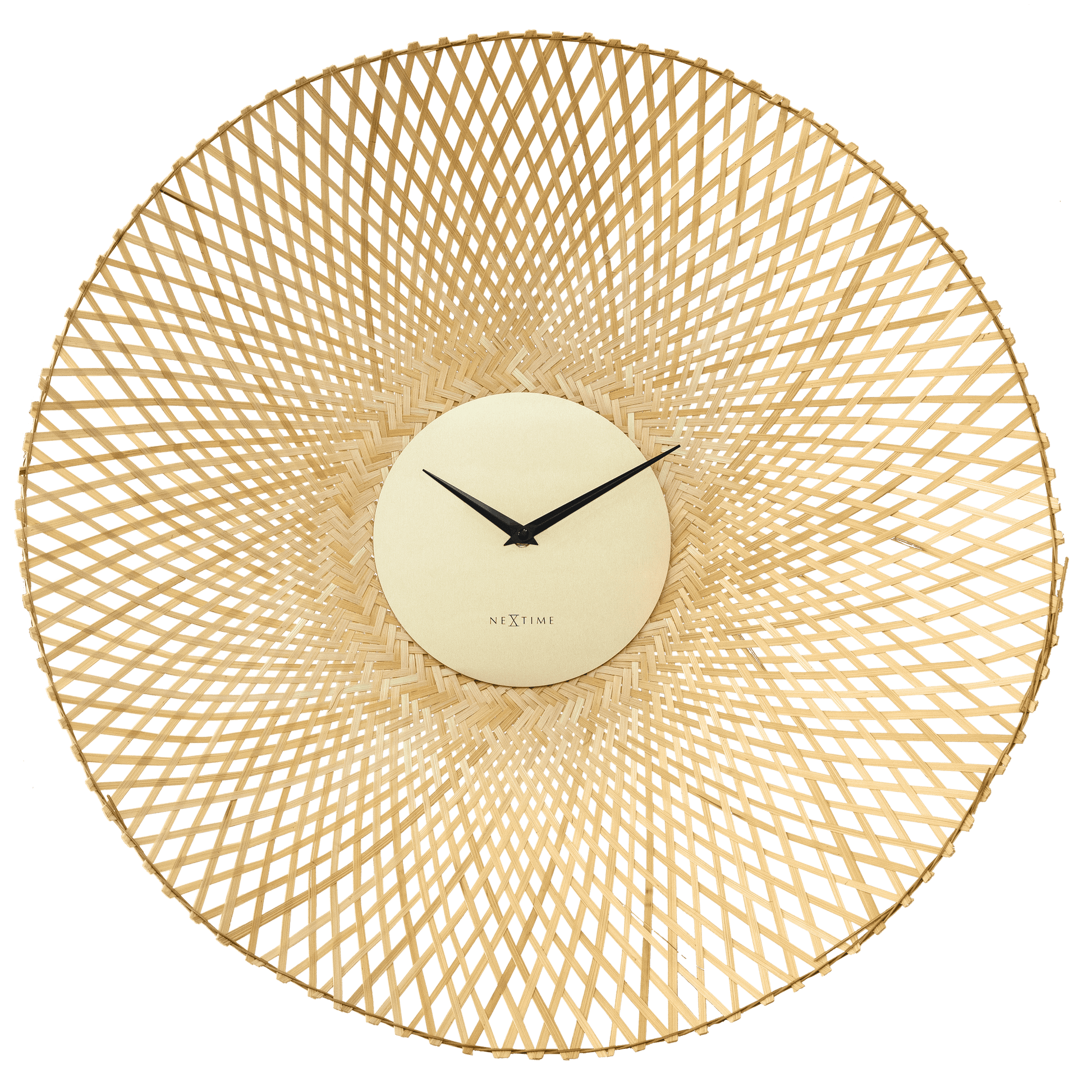 Wall clock 60cm-Silent-Brown/Black-Bamboo-NeXtime 'Vortex' Wall Clock NeXtime Clocks