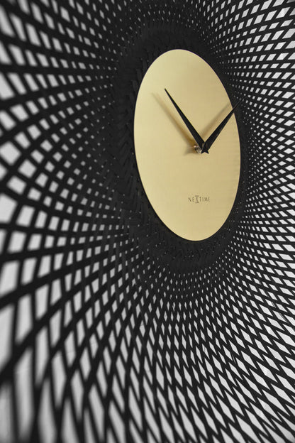 Wall clock 60cm-Silent-Brown/Black-Bamboo-NeXtime 'Vortex' Wall Clock NeXtime Clocks