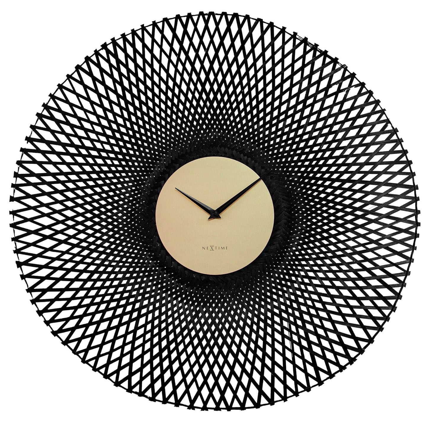 Wall clock 60cm-Silent-Brown/Black-Bamboo-NeXtime 'Vortex' Black Black Wall Clock NeXtime Clocks