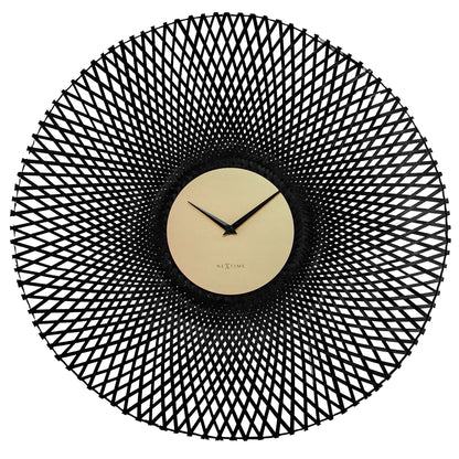 Wall clock 60cm-Silent-Brown/Black-Bamboo-NeXtime 'Vortex' Black Black Wall Clock NeXtime Clocks