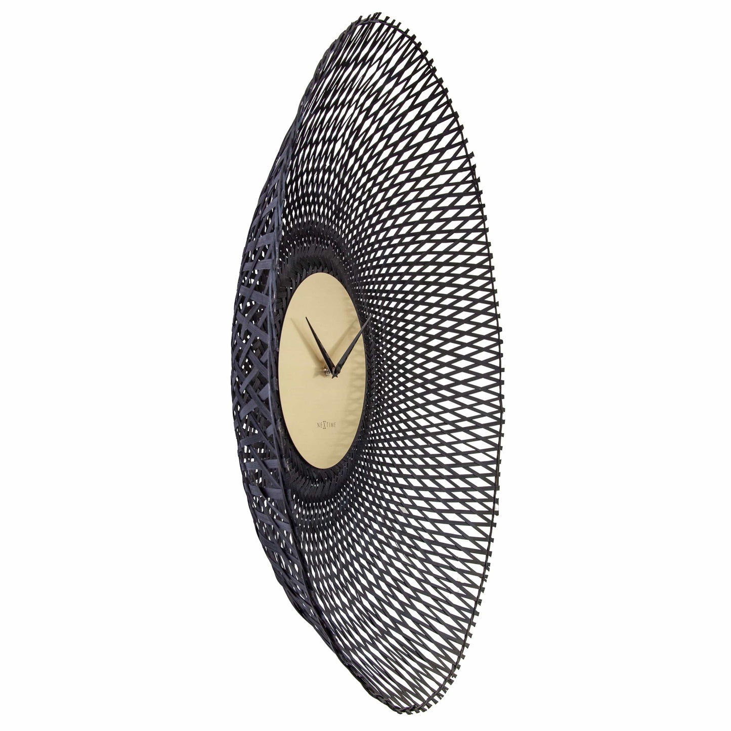 Wall clock 60cm-Silent-Brown/Black-Bamboo-NeXtime 'Vortex' Wall Clock NeXtime Clocks