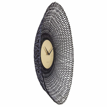 Wall clock 60cm-Silent-Brown/Black-Bamboo-NeXtime 'Vortex' Wall Clock NeXtime Clocks